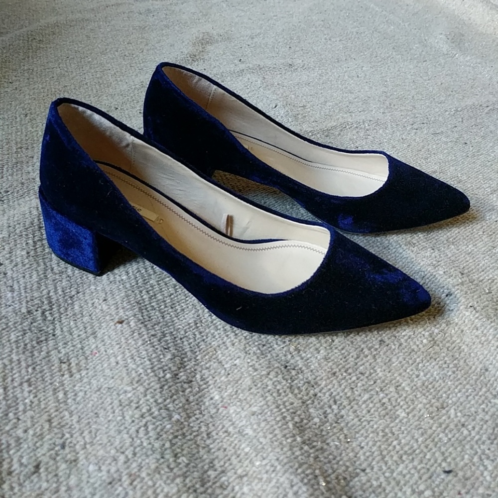 Zara blue velvet shoes.